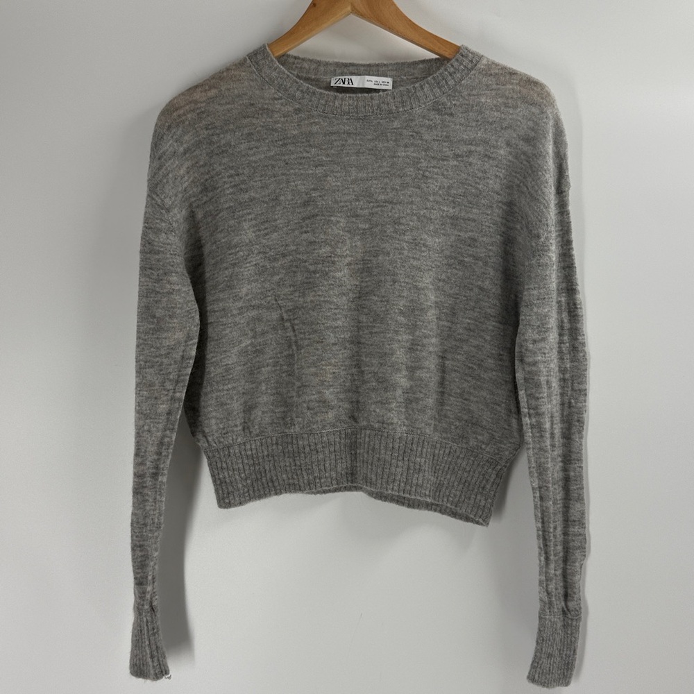 Zara wool alpaca blend lightweight sweater basic layering long sleeve soft cozy - Picture 4 of 9
